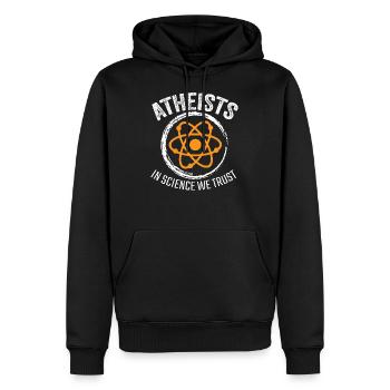 Atheist - Männer Premium Bio Hoodie - Schwarz - Vorne - Nico (187cm)
