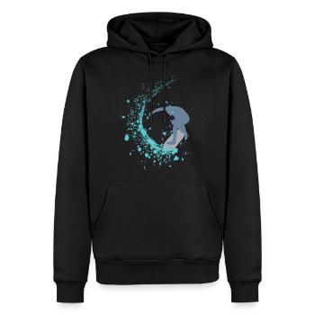 Vague de surfeur - Sweat à capuche Premium bio Homme - noir - Devant - Nico (187cm)