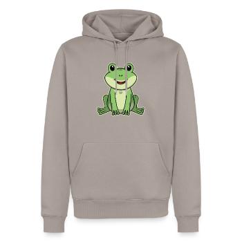 Doux animal bébé grenouille grenouille - Sweat à capuche Premium bio Homme - taupe - Devant - Nico (187cm)