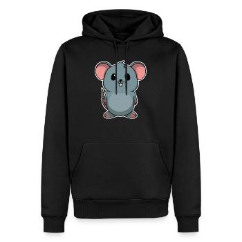 Doux animal bébé souris rat - Sweat à capuche Premium bio Homme - noir - Devant - Nico (187cm)