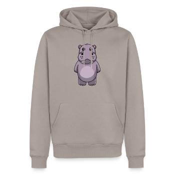 Süßes Tier Baby Nilpferd - Männer Premium Bio Hoodie - Taupe - Vorne - Nico (187cm)