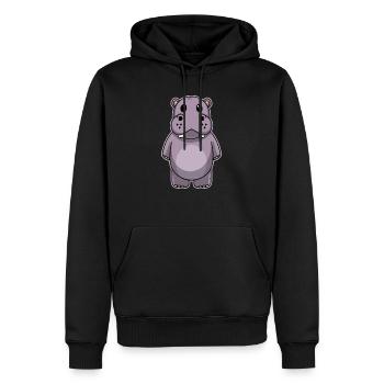 Doux animal bébé hippopotame - Sweat à capuche Premium bio Homme - noir - Devant - Nico (187cm)