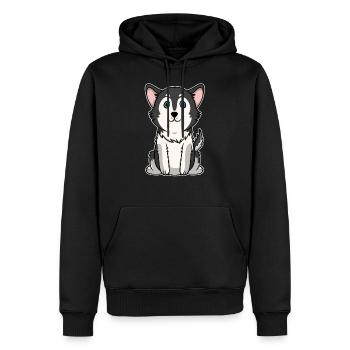 Süßes Tier Baby Hunde Welpe Siberischer Husky - Männer Premium Bio Hoodie - Schwarz - Vorne - Nico (187cm)