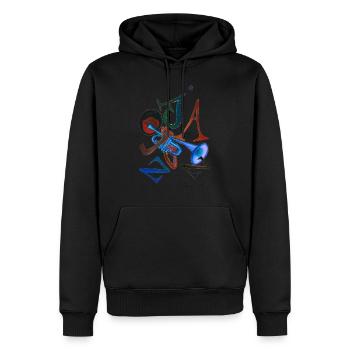 Jazz - Männer Premium Bio Hoodie - Schwarz - Vorne - Nico (187cm)