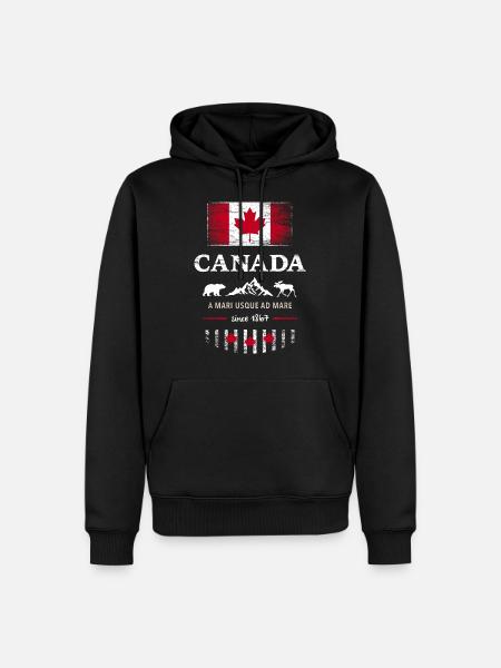 Canada Feuilles d’érable Ottawa Montréal Vancouver Québec - Sweat à capuche Premium bio Homme - noir