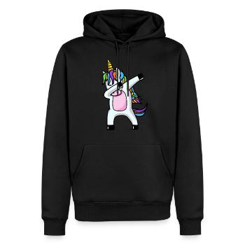 Dabbing Unicorn dabbendes Licorne Dab tendance - Sweat à capuche Premium bio Homme - noir - Devant - Nico (187cm)