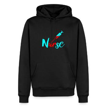 infirmière - Sweat à capuche Premium bio Homme - noir - Devant - Nico (187cm)