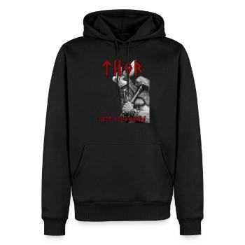Thor - Gott des Donners - Männer Premium Bio Hoodie - Schwarz - Vorne - Nico (187cm)