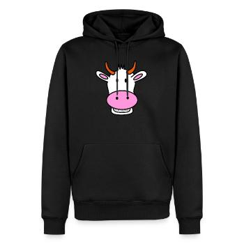 lachende Kuh - Männer Premium Bio Hoodie - Schwarz - Vorne - Nico (187cm)