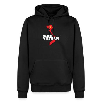Vietnam Made in Tshirt Born My Country Soccer Flag - Men’s Premium Organic Hoodie - black - Front - Nico (187cm)