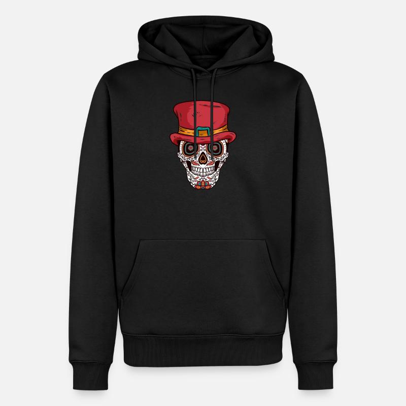 Zucker-Schädel-Hut - Männer Premium Bio Hoodie - Schwarz