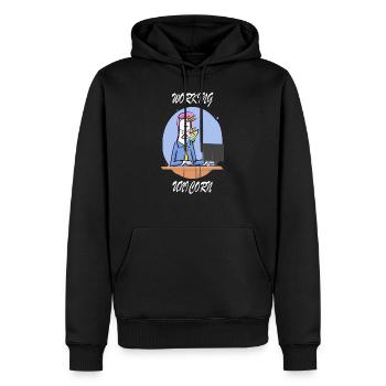 Licorne bourreau de travail - Sweat à capuche Premium bio Homme - noir - Devant - Nico (187cm)