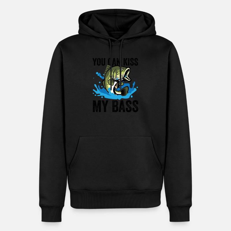 Pêche, basse pêcheur, drôle, conception - Sweat à capuche Premium bio Homme - noir