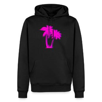 Vaporwave Pink Palm Tree Gift Aesthetic Style - Men’s Premium Organic Hoodie - black - Front - Nico (187cm)