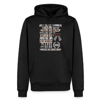 Please protect my ride - Motorsport/Auto T-Shirt - Männer Premium Bio Hoodie - Schwarz - Vorne - Nico (187cm)