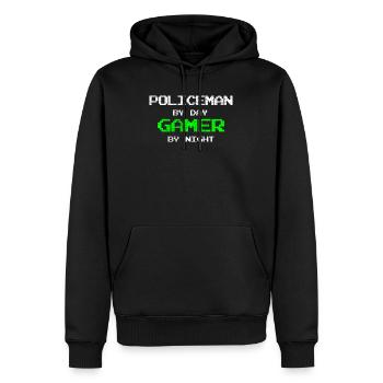 Gamer Police Policeman - Sweat à capuche Premium bio Homme - noir - Devant - Nico (187cm)