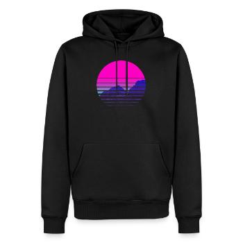 T 500 108 VAPORWAVE Sunset Mountains Scenery - Men’s Premium Organic Hoodie - black - Front - Nico (187cm)