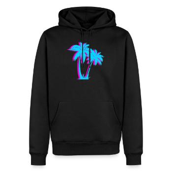 Beach Vaporwave Palmier Cadeau Esthétique Tropical - Sweat à capuche Premium bio Homme - noir - Devant - Nico (187cm)