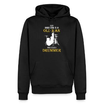 Old Man Drums - Cadeau Musicien Batteur - Sweat à capuche Premium bio Homme - noir - Devant - Nico (187cm)