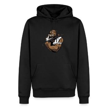 Bär mit der Waffe - Männer Premium Bio Hoodie - Schwarz - Vorne - Nico (187cm)