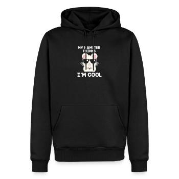 Hamster - Männer Premium Bio Hoodie - Schwarz - Vorne - Nico (187cm)