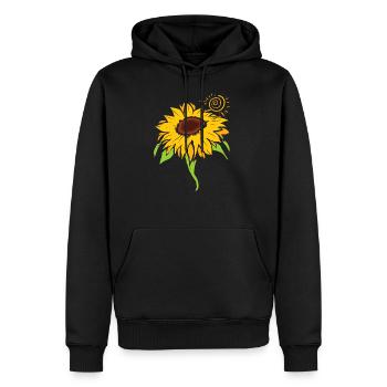 Sonnenblume - Männer Premium Bio Hoodie - Schwarz - Vorne - Nico (187cm)