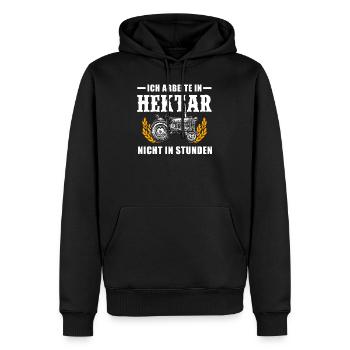 Ich arbeite in Hektar nicht in Stunden Bauer - Männer Premium Bio Hoodie - Schwarz - Vorne - Nico (187cm)