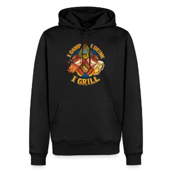 Mens Funny Camping Drinking Grilling Design Avec - Sweat à capuche Premium bio Homme - noir - Devant - Nico (187cm)