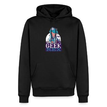 Geek T Rex. - Men’s Premium Organic Hoodie - black - Front - Nico (187cm)