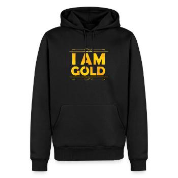 Goldenes I am Gold - Männer Premium Bio Hoodie - Schwarz - Vorne - Nico (187cm)