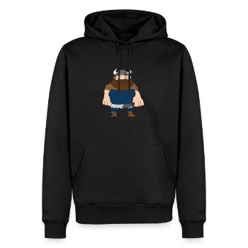 Viking avec casque et épée, barbare, scandinave - Sweat à capuche Premium bio Homme - noir - Devant - Nico (187cm)