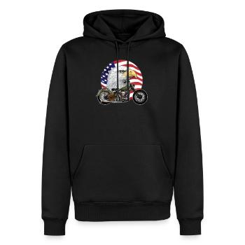 Adlerkopf USA Motorrad Biker Chopper - Männer Premium Bio Hoodie - Schwarz - Vorne - Nico (187cm)