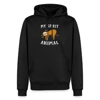 Mon esprit animal paresse paresse paresse - Sweat à capuche Premium bio Homme - noir - Devant - Nico (187cm)