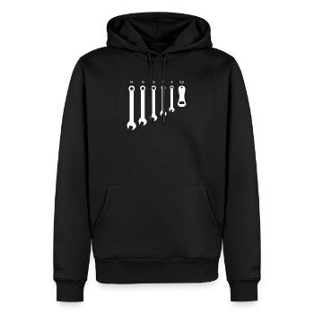 Alcool voiture clé mécanicien - Sweat à capuche Premium bio Homme - noir - Devant - Nico (187cm)