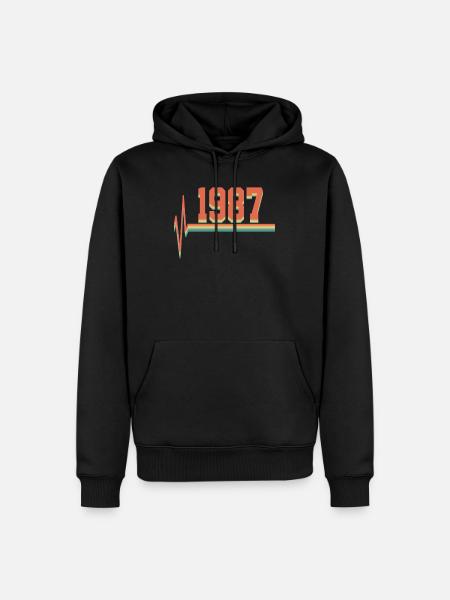 1987 - Sweat à capuche Premium bio Homme - noir