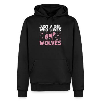 Wolf der Wolf - Männer Premium Bio Hoodie - Schwarz - Vorne - Nico (187cm)