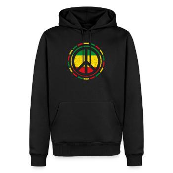 Distressed Rasta Peace design Gift for Reggae - Men’s Premium Organic Hoodie - black - Front - Nico (187cm)