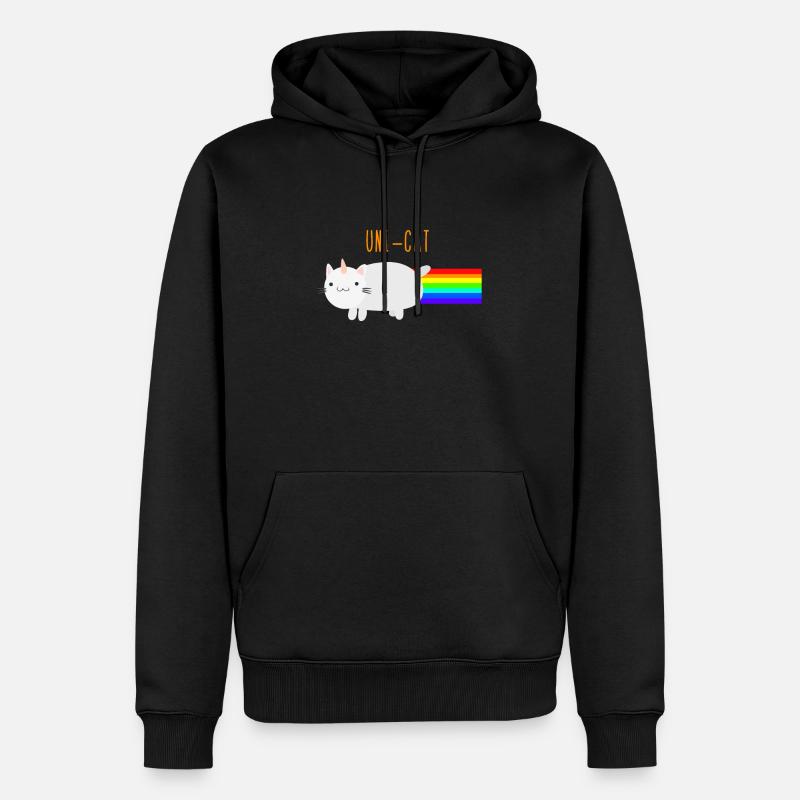 Nyan Cat comme licorne - chat licorne avec arc-en-ciel - Sweat à capuche Premium bio Homme - noir