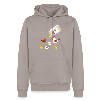 Anti depressant chicken - Men’s Premium Organic Hoodie - taupe - Front - Nico (187cm)
