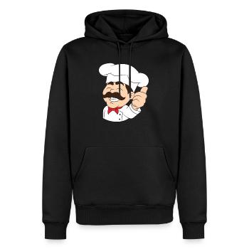 Cuisinier, chef, pizzaiolo, boulanger, pouce en l’air - Sweat à capuche Premium bio Homme - noir - Devant - Nico (187cm)