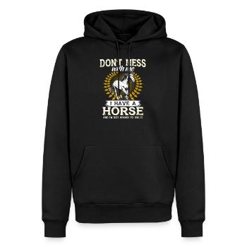 Cheval cavalier cheval sport équestre - Sweat à capuche Premium bio Homme - noir - Devant - Nico (187cm)