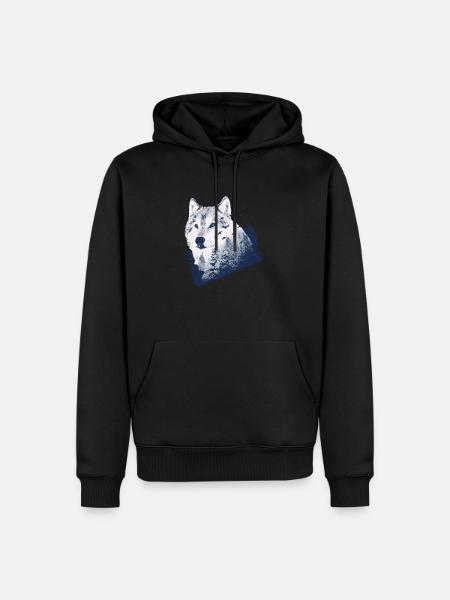 Wolf - Männer Premium Bio Hoodie - Schwarz