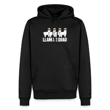 Lama - Männer Premium Bio Hoodie - Schwarz - Vorne - Nico (187cm)