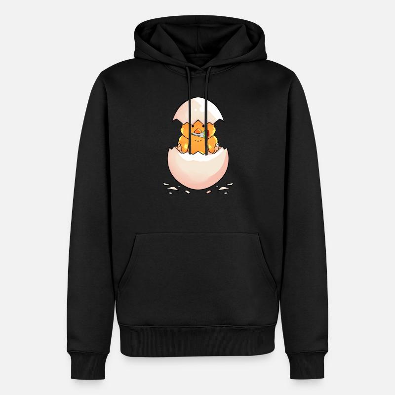 Küken Mit Einem Blumenstrauß - Männer Premium Bio Hoodie - Schwarz