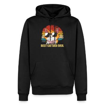 père chats - Sweat à capuche Premium bio Homme - noir - Devant - Nico (187cm)