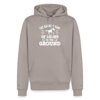 équitation - Sweat à capuche Premium bio Homme - taupe - Devant - Nico (187cm)