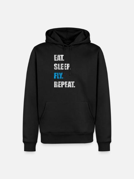 Eat Sleep Fly Repeat - Männer Premium Bio Hoodie - Schwarz