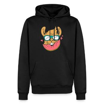 Lama isst Wassermelone - Männer Premium Bio Hoodie - Schwarz - Vorne - Nico (187cm)