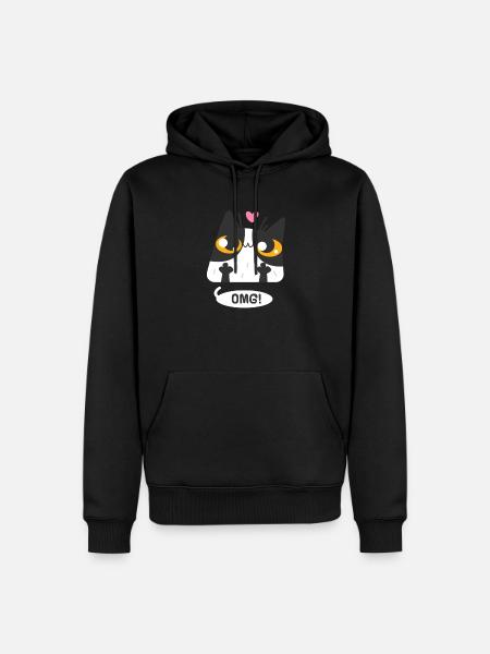 Chat omg - Sweat à capuche Premium bio Homme - noir