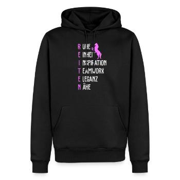Cavalier chevaux Etal de cheval Equitation - Sweat à capuche Premium bio Homme - noir - Devant - Nico (187cm)
